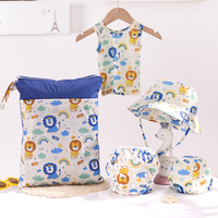 Ensemble de bain imperméable pour bébé, couche de bain réutilisable avec sac étanche et chapeau de soleil assorti pour nourrisson et tout-petit