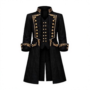 Black Steampunk Tailcoat for Men's Long Uniform Frock <b>Coat</b> <b>Vintage</b> Style Formal Stage Costume - Product Image 1