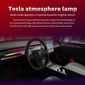 Nội thất Xe môi trường xung quanh ánh sáng trung tâm giao diện điều khiển Bảng điều khiển cảm ứng panal cửa điều khiển LED bầu không khí ánh sáng cho Tesla mô hình 3 Y
