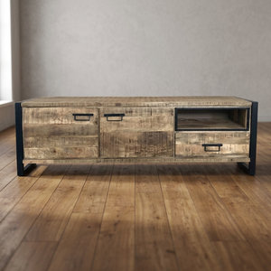 Industrial Farmhouse Solid Wood Antique Living Room TV Entertainment Cabinet for Apartment - Product Image 3