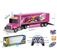 Camion Conteneur RC Graffiti DWI 2.4G 7CH, Camion Semi-Remorque RC 1:12 avec Pulvérisation, Lumières et Son, Jouet Camion de Transport à Remorque Détachable
