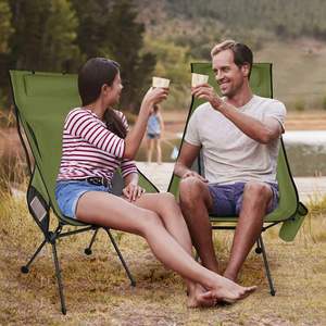 Chaise de camping pliable à dossier haut, compacte et légère, avec sacs de rangement pour adultes, voyages en plein air, randonnée - Product Image 2