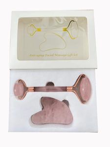 logo personalizzato naturale di alta qualità viso ghiaccio <span class=keywords><strong>rullo</strong></span> rosa quarzo rosa massaggio viso <span class=keywords><strong>giada</strong></span> <span class=keywords><strong>rullo</strong></span> gua sha set - Product Image 2