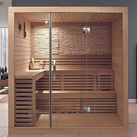 Sauna sec d'intérieur en bois de pruche avec porte vitrée, assemblage en kit pour 3-4 personnes
