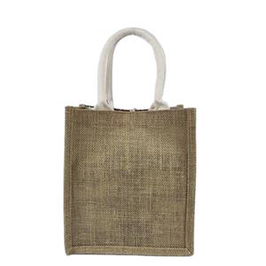 Sac fourre-tout nouvelle tendance avec bouton avec logo en coton sac d'emballage cadeau en jute avec logo personnalisé sac en jute naturelle - Product Image 5