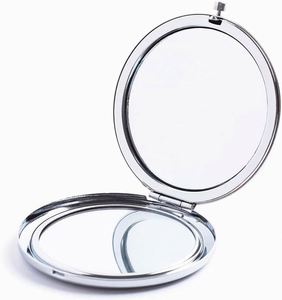 Espejo de Bolsillo Compacto de Metal Plateado Personalizado para Sublimación, con Diseño Art Deco y Aumento de 2X para Maquillaje Diario - Product Image 1