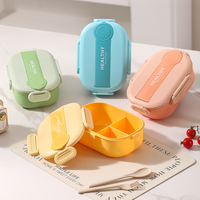Boîte à lunch compartimentée en acier inoxydable SUS304 avec couvercle en plastique, compatible micro-ondes, pour enfants