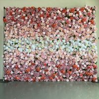 Dinding Bunga Buatan Sutra Mawar Gypsophila Putih 5D 8ft X 8ft Bentuk Persegi, Dapat Digulung, untuk Dekorasi Latar Belakang Pernikahan