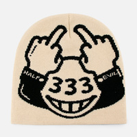 Gorro de Invierno para Exteriores, Cálido, para Esquí y Nieve, Color Beige, Unisex, con Diseño Jacquard, Logotipo Personalizado, Gorro de Punto Acrílico sin Borde