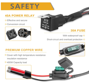 Harness Kabel 2 Jalur, Harness Kabel Lampu LED 12V - Saklar Rocker Relay 40A Sekring, untuk Kit Kabel Lampu Pod Fog - Product Image 4