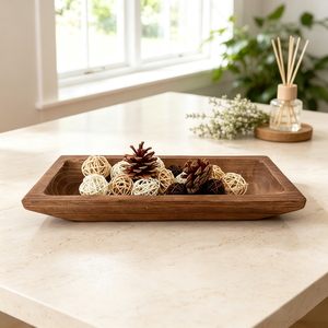 Ensemble de plateaux en bois Art Déco de luxe pour la fabrication de bougies, en bois massif de Paulownia de qualité supérieure, grande forme circulaire, vase de table de qualité alimentaire - Product Image 1