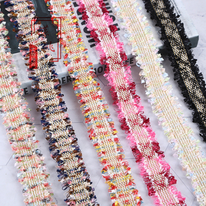 Potongan renda poliester lebar 3cm untuk anak perempuan, garmen multiwarna gaya saluran Korea pita seksi tepi berjumbai Aksesori tenun - Product Image 5