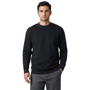 Sudadera Lisa Personalizada al por Mayor, 100% Algodón, Talla Grande, Informal, Lisa, Color Negro, Deportiva de Invierno para Hombre, Sudaderas Básicas - Product Image 1