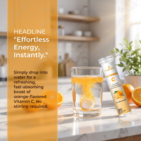 Tablet Vitamin C Effervescent Rasa Jeruk AegleWell, 20 Tablet Kemasan Tube, Suplemen Vitamin C Harian, OEM Private Label