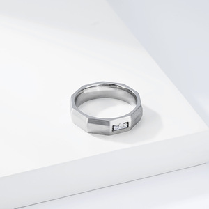 Geometric <b>Titanium</b> Steel <b>Ring</b> Steel Gold Black Channel Setting Unisex Fashion Jewelry Gift - Product Image 4