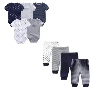 Kiddiezoom marca 9pcs Bodies de bebé Unisex ropa de dibujos animados niño recién nacido del cuerpo de las niñas de manga corta monos de bebé conjuntos de ropa