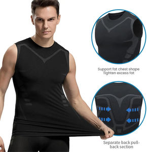 Wholesale Ionic Shaping <b>Vest</b> for Men Ice-Silk Slimming Body Shaper Compression Shirts Top Tummy Control Sleeveless Fitness Shirt - Product Image 5