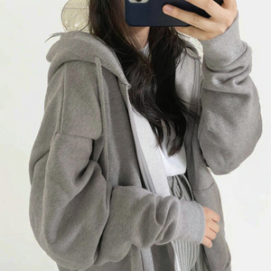 Mujeres gótico Harajuku versión coreana de punto suelto de gran tamaño Color sólido de manga larga Sudadera con capucha estudiante chica Top - Product Image 3