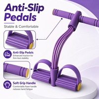 Cuerda Elástica Multifuncional de 6 Tubos con Pedal, Material Ecológico de Látex/NBR, Equipo de Fitness, Yoga, Abdominales, Ejercicios de Piernas