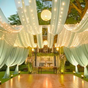 Lussuosi Drappeggi in Chiffon a Onde Lunghe <span class=keywords><strong>per</strong></span> Soffitto - Tessuto Decorativo <span class=keywords><strong>per</strong></span> Matrimoni ed Eventi, <span class=keywords><strong>per</strong></span> Sale da Banchetto e Decorazioni <span class=keywords><strong>per</strong></span> Feste - Product Image 2