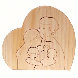 2025 Regalo del Día de la madre Nombre DE FAMILIA grabado Padres e hijos en forma de amor Abrazo Rompecabezas familiares de madera - Product Image 5