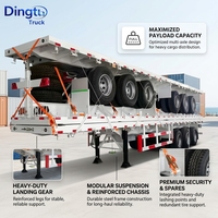Semi-remorque porte-conteneurs à plateau plat en acier de 40 pieds, 3 essieux, capacité de charge supérieure à 30 000 kg, semi-remorques à plateau plat à vendre