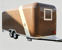 Fiberglass dubbelassige foodtrailer met dubbele service ramen, mobiele fruit- en sapkraam, gereserveerde ruimte voor sapcentrifuge.