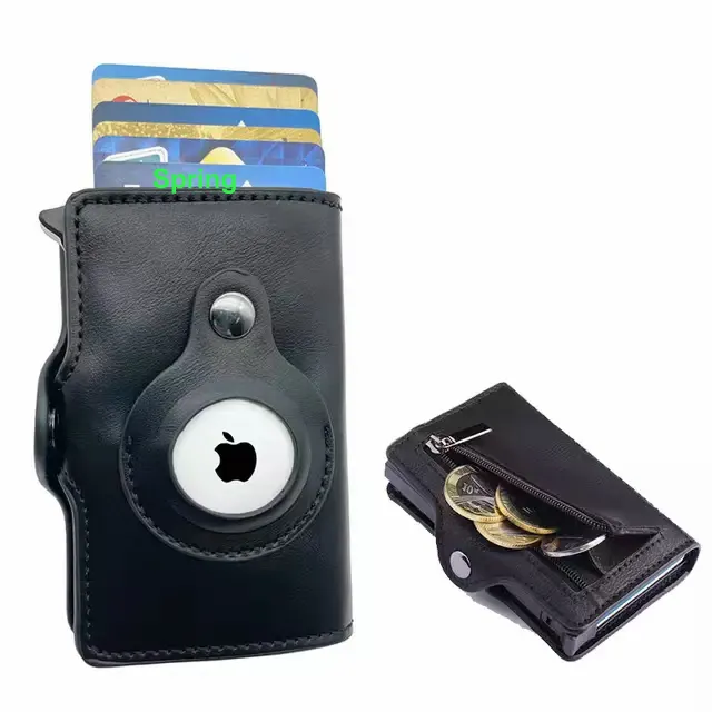 Capa de couro PU com suporte de cartão com bloqueio RFID para guardar carteira com 6 cartões de crédito