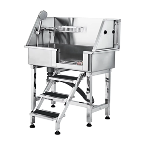 Baignoire de toilettage pour animaux de compagnie en acier inoxydable antirouille de 34 pi, accès facile, fournitures de nettoyage pour chiens mobiles - Product Image 1