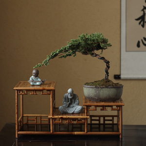 Étagère de rangement pour théière Hongxiangfei, étagère de présentation antique multi-compartiments, étagère de présentation en bambou pour objets culturels - Product Image 2