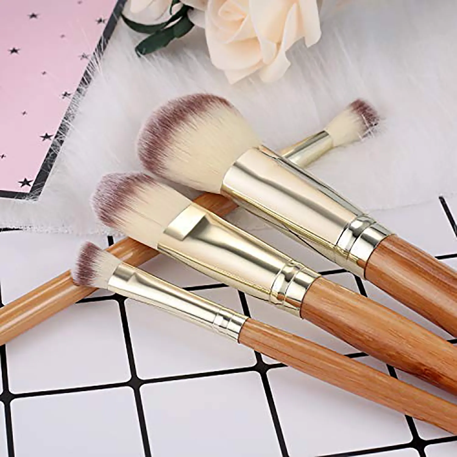 BUEART 9 pcs wooden handle gold tube make up brush set Best Price Bamboo Cosmetic Brushes