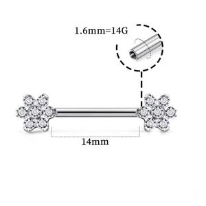 Anillos <span class=keywords><strong>Piercing</strong></span> para pezón de acero con varias flores, Mancuernas - Product Image 4