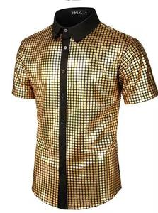 <strong>Men's</strong> Shirt Sequined Button-down Shirt <strong>70s</strong> Generation Disco Party Cosplay <strong>Clothing</strong> - Product Image 5