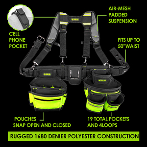<span class=keywords><strong>Ceinture</strong></span> porte-outils professionnelle en caoutchouc robuste pour charpentiers, <span class=keywords><strong>avec</strong></span> <span class=keywords><strong>bretelles</strong></span> confortables, étanche, sangle réglable, capacité 200 lb, OEM - Product Image 2