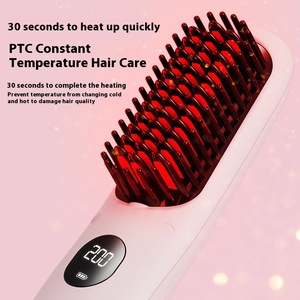 Portable <b>Wireless</b> Hair Straightener Comb LCD USB Charging Negative Ion Ceramic Heating for Home and Outdoor Use - Product Image 3