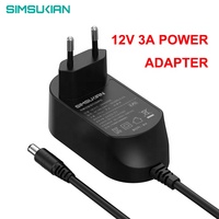 Adaptador de corriente de 12v, 12v, 3a, Kc, 24v, 1a, 30W, 18v, 2a, 15 Voltios, 2 Amp, CA, Dc