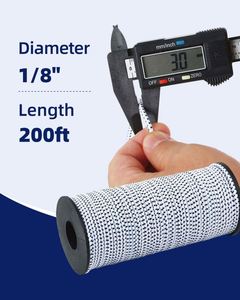 Cuerda Elástica de 3 mm x 60 m, Blanca y Negra, de Alta Resistencia, Grado Marino, para Kayak, Manualidades, Bricolaje y Actividades al Aire Libre - Product Image 2