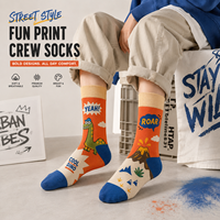 Chaussettes de sport personnalisées en coton, bambou, nylon, polyester, laine mérinos, imprimées numériquement à 360 degrés, sans couture, ODM, DIY, dessins animés d'automne