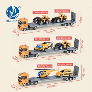 Bemay Toy Diecast Model Car Metal Scale Truck trattore europeo in lega scorrevole con 2 auto sportive - Product Image 6