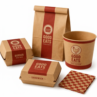 Emballage personnalisé avec logo, pelliculage mat, biodégradable, écologique, jetable, pour la restauration rapide, les burgers, les sandwichs, les poulets frits à emporter