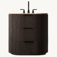Meuble-lavabo moderne en chêne américain, coiffeuse compacte à 3 tiroirs, console de luxe en bois massif avec plateau en marbre, mobilier RH.