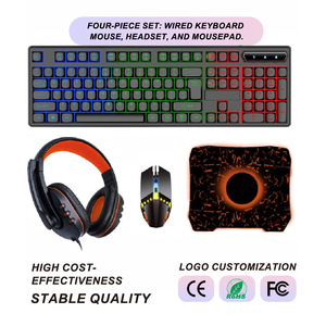 4 in 1 Rgb Gaming Wired <b>Keyboard</b> Mouse Headset Pad Complete Sets for Desktop Pc Laptop Esports Wholesale Bulk Buyers Ct4 Rgb - Product Image 1
