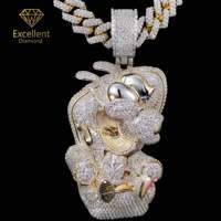 Colgante de Lujo de Plata de Ley 925 con Moissanita Helada, Estilo Hip-hop, Personalizado 3D Bicolor, para Hombre, Ropa Urbana, Regalo para Fiesta, ¡Venta Caliente!