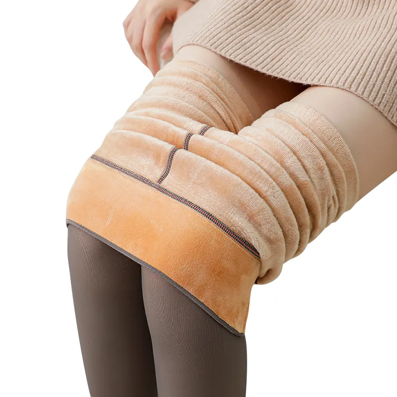 Legging chaud translucide pour femmes, collant, Slim, extensible, doux, Opaque, pour hiver, vêtement d'extérieur