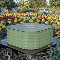 Jardinière surélevée/pot à fleurs modulaire en métal ondulé de luxe 4N1-17, 17'' de hauteur, galvanisée, à usage domestique, motif carré