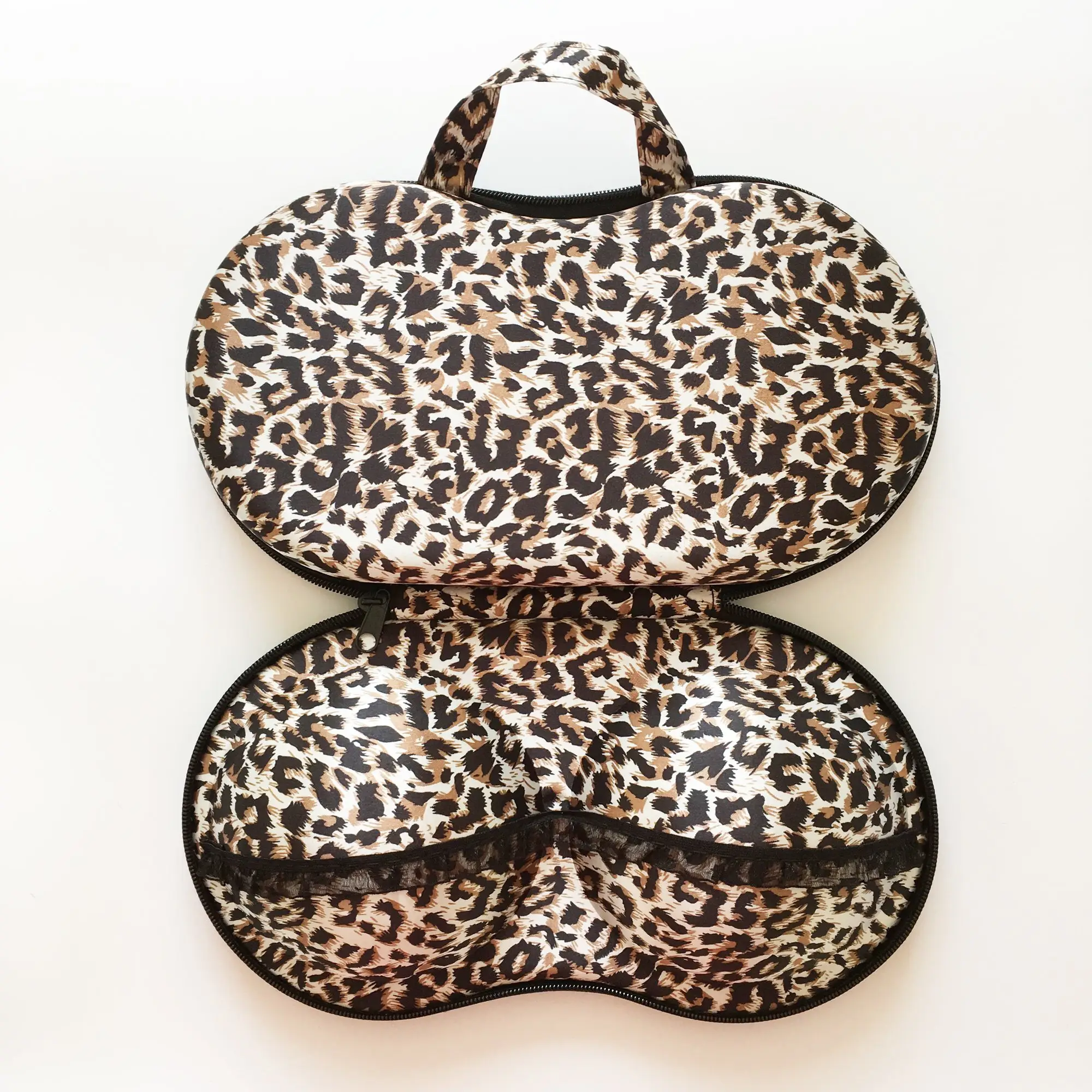 Estuche de leopardo con cremallera Eva de gran capacidad personalizado al por mayor estuche en forma de sujetador almacenamiento Lencería ropa interior para mujer