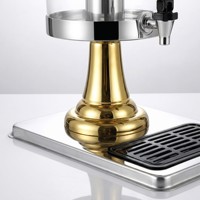 Gouden Sleutel Luxe 8L Tweekleurige Sapdispenser RVS Koude Drankenserver met IJsbuis voor Hotelbuffet Bruiloft Catering