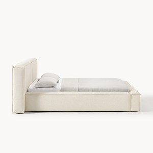 Cadre de lit plateforme minimaliste rembourré avec tête de lit rembourrée pour chambre à coucher, lit en tissu personnalisable (double/king size) - Product Image 4