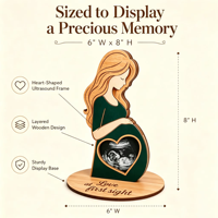 Cadre photo échographie Cœur de bébé – Cadeau Fête des Mères pour future maman, femme enceinte – Cadre échographie du fœtus offert par le mari