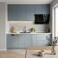 Gabinetes de Cocina Modulares de Nogal Oscuro de Primera Calidad con Encimera de Piedra Gris para Proyectos de Personalización de Cocinas Modernas en Gris